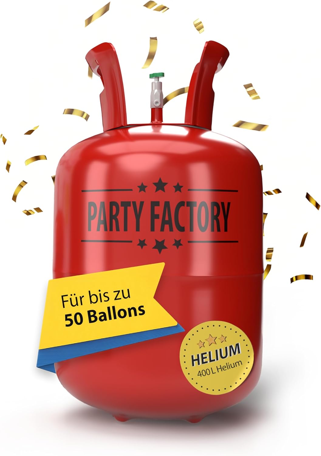 Ballongas Helium für bis zu 50 Luftballons, 0,4m³ Einwegflasche 12