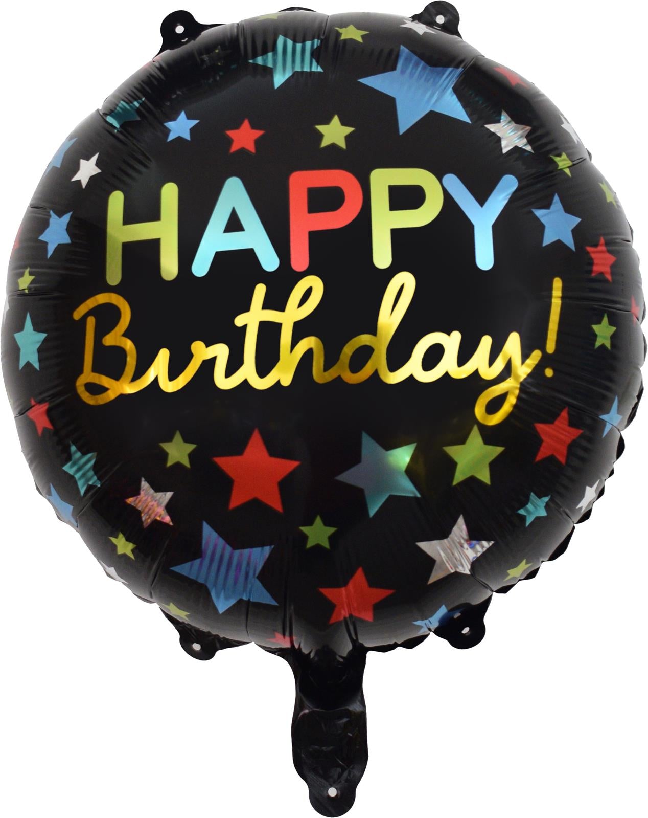 Foil balloon, round, Happy Birthday, stars, colorful, 45cm 1