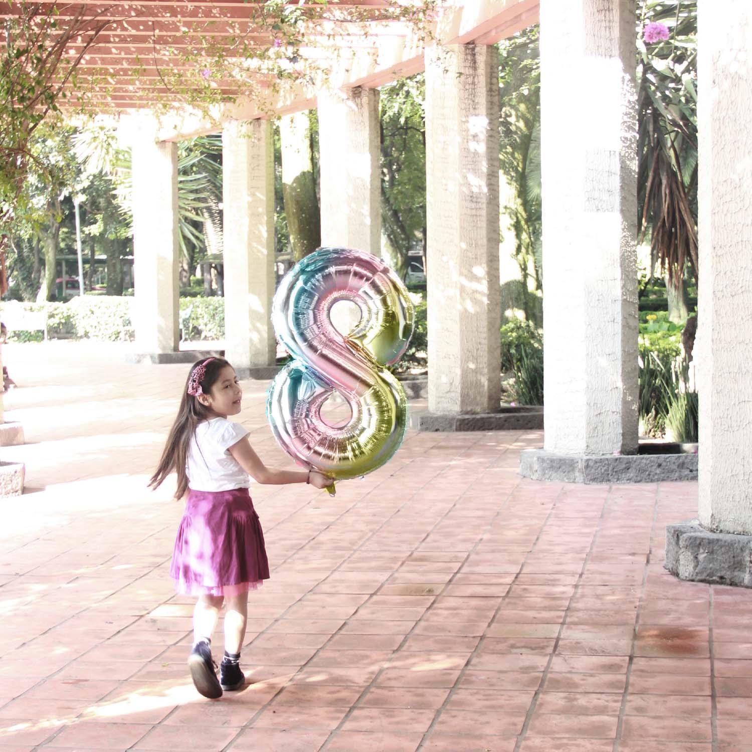 Foil balloons, number balloon, rainbow, 100 cm, numbers 0 to 9, shiny 4