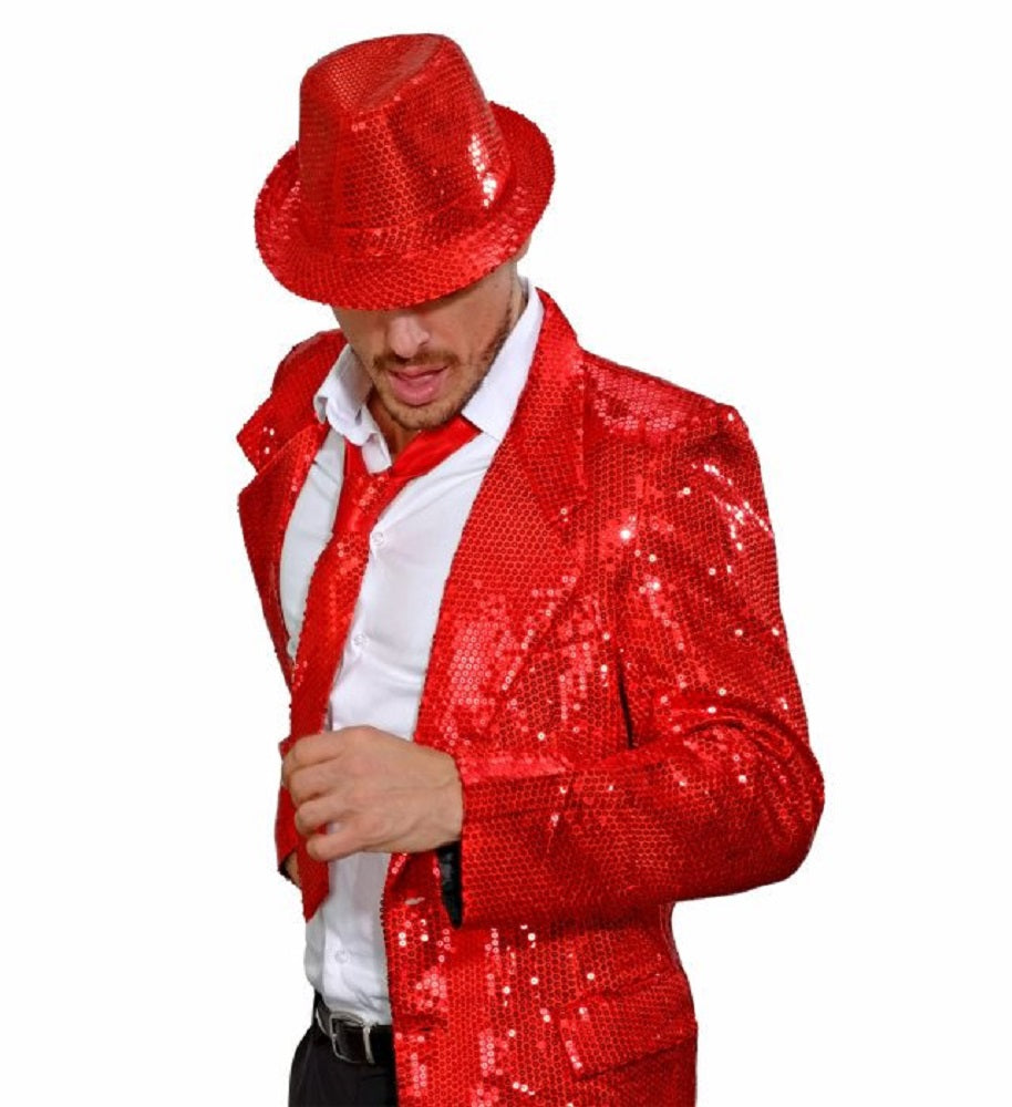 Paillettenkrawatte rot glänzende Party Krawatte für Karneval Kostüme 6