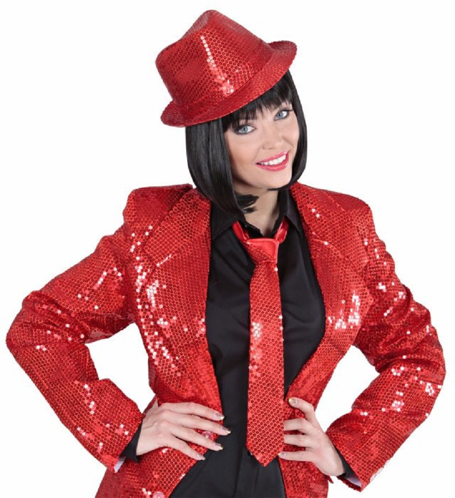 Paillettenkrawatte rot glänzende Party Krawatte für Karneval Kostüme 8