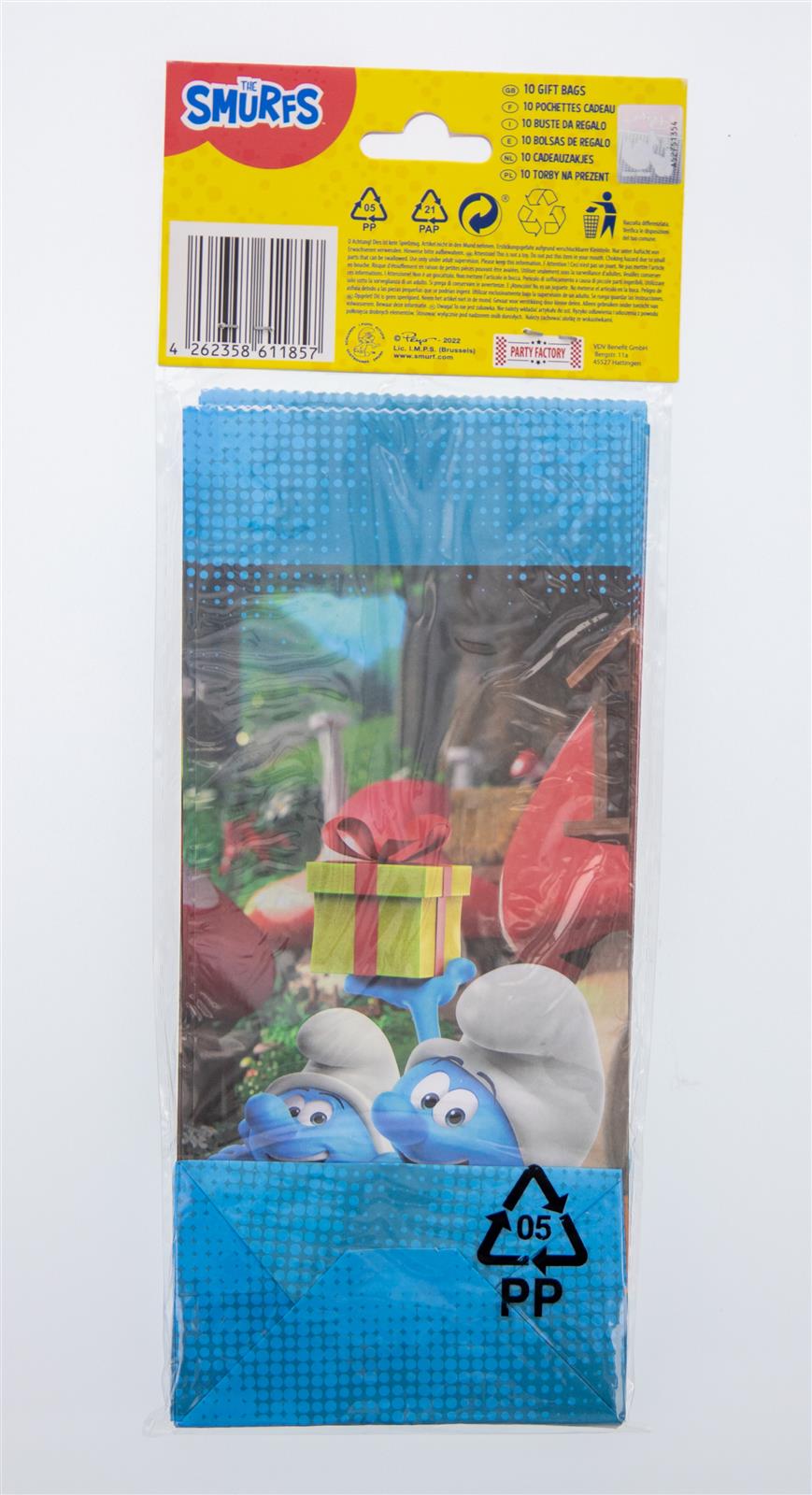Die Schlümpfe Party-Tüte Geschenktasche Papier inkl. Sticker 10 Stk. 12