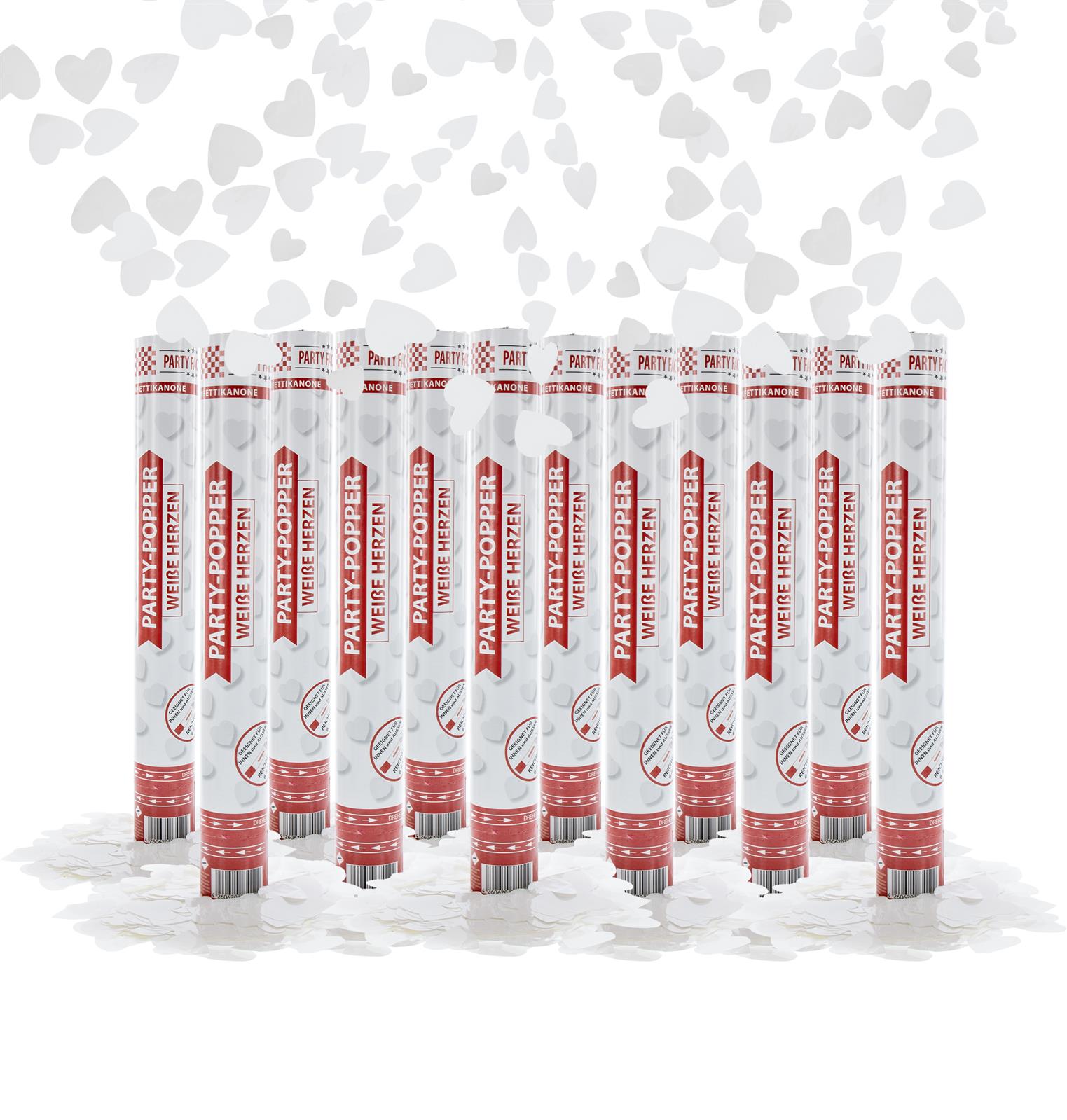 Party Popper 40 cm White Hearts 3