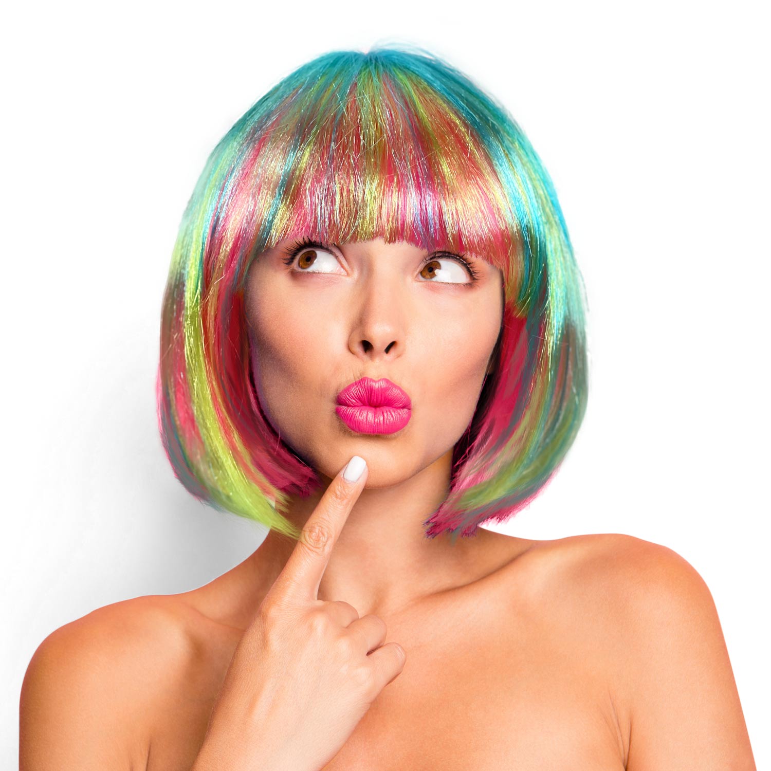 Bob Perücke für Damen Herren Cabaret Kostümaccessoire bunt
