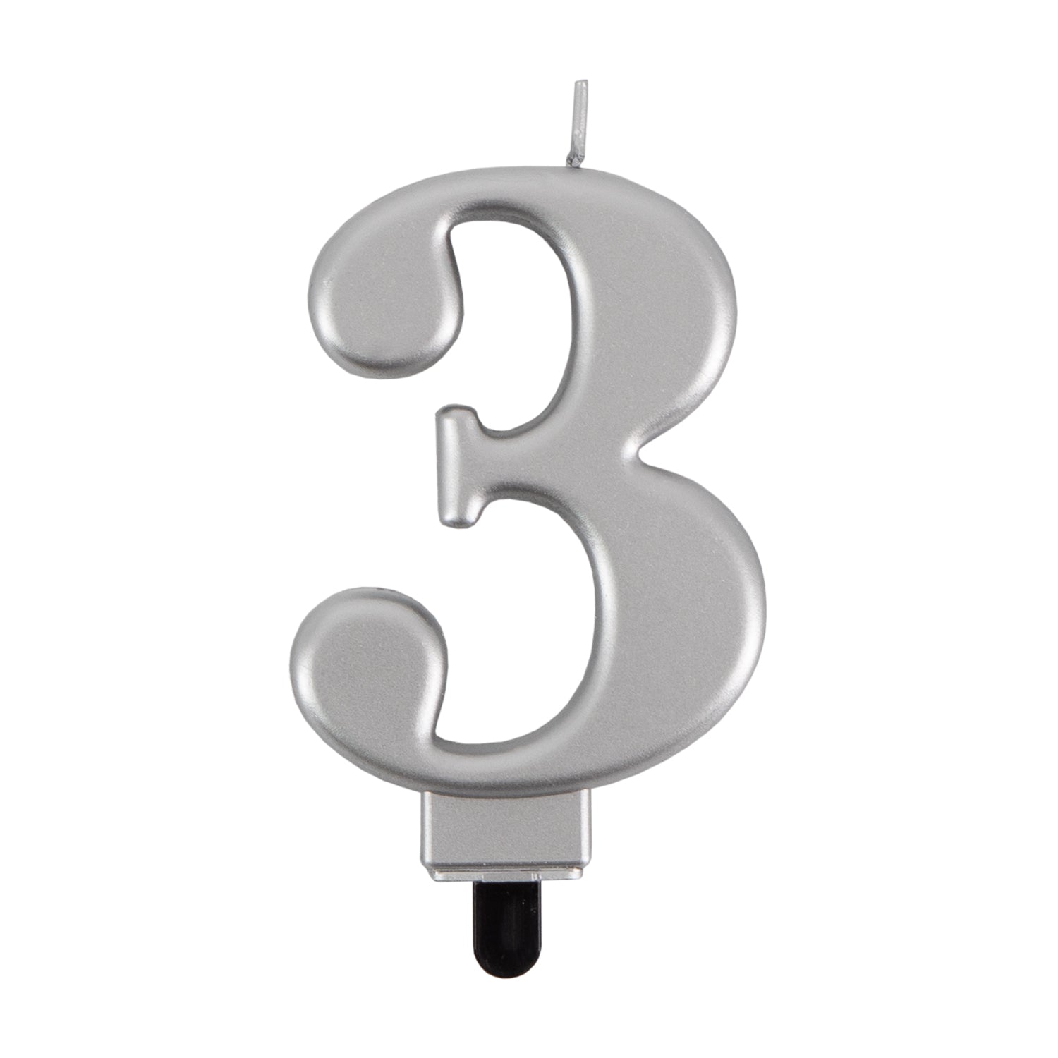 Geburtstags-Kerzen metallic silber Nr. 3