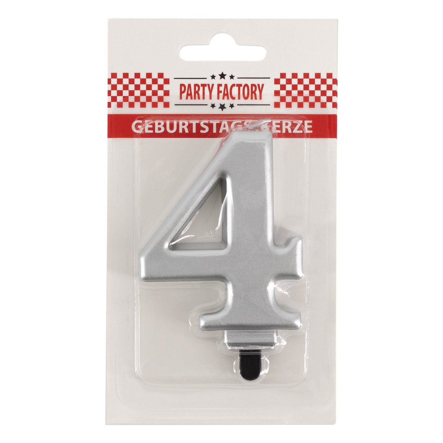 Birthday candles metallic silver No. 4 2