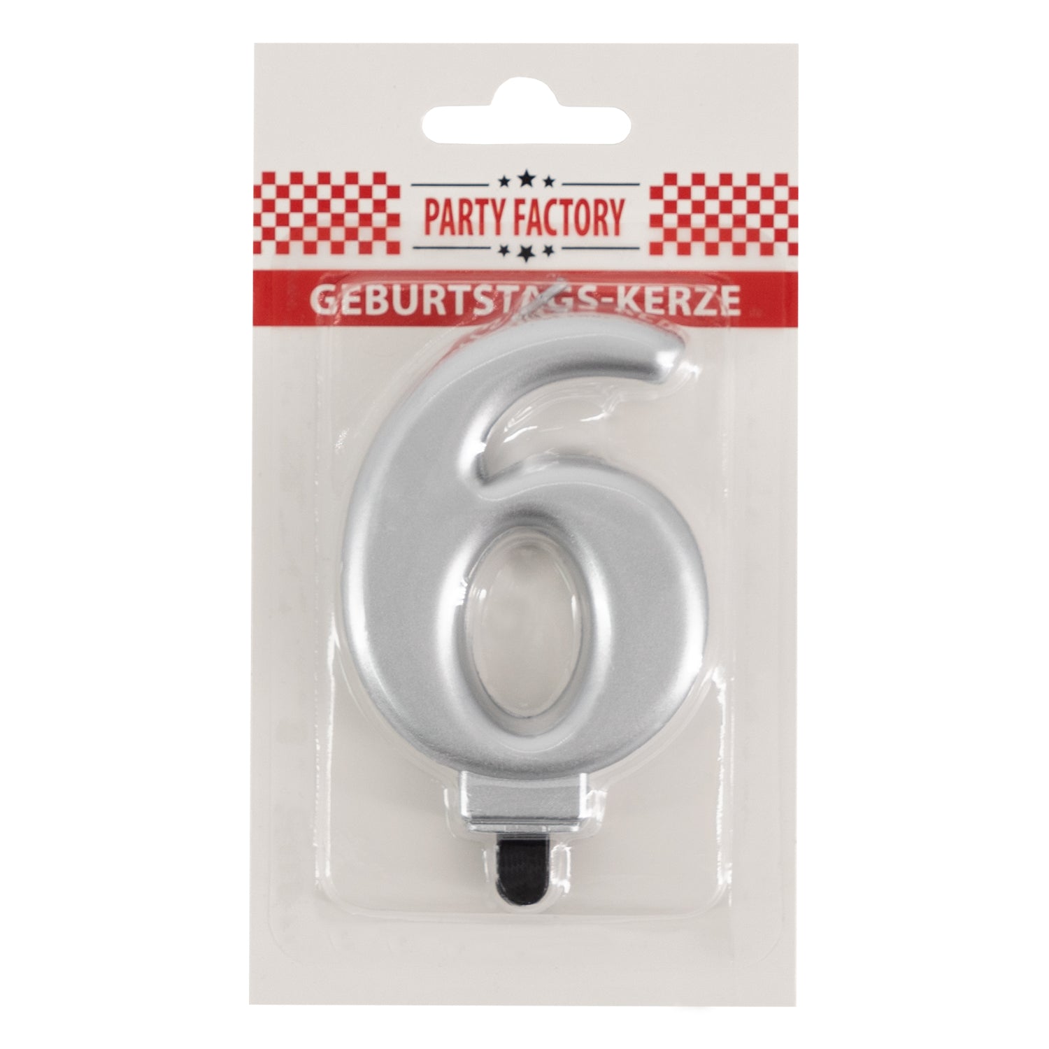 Geburtstags-Kerzen metallic silber Nr. 6 2