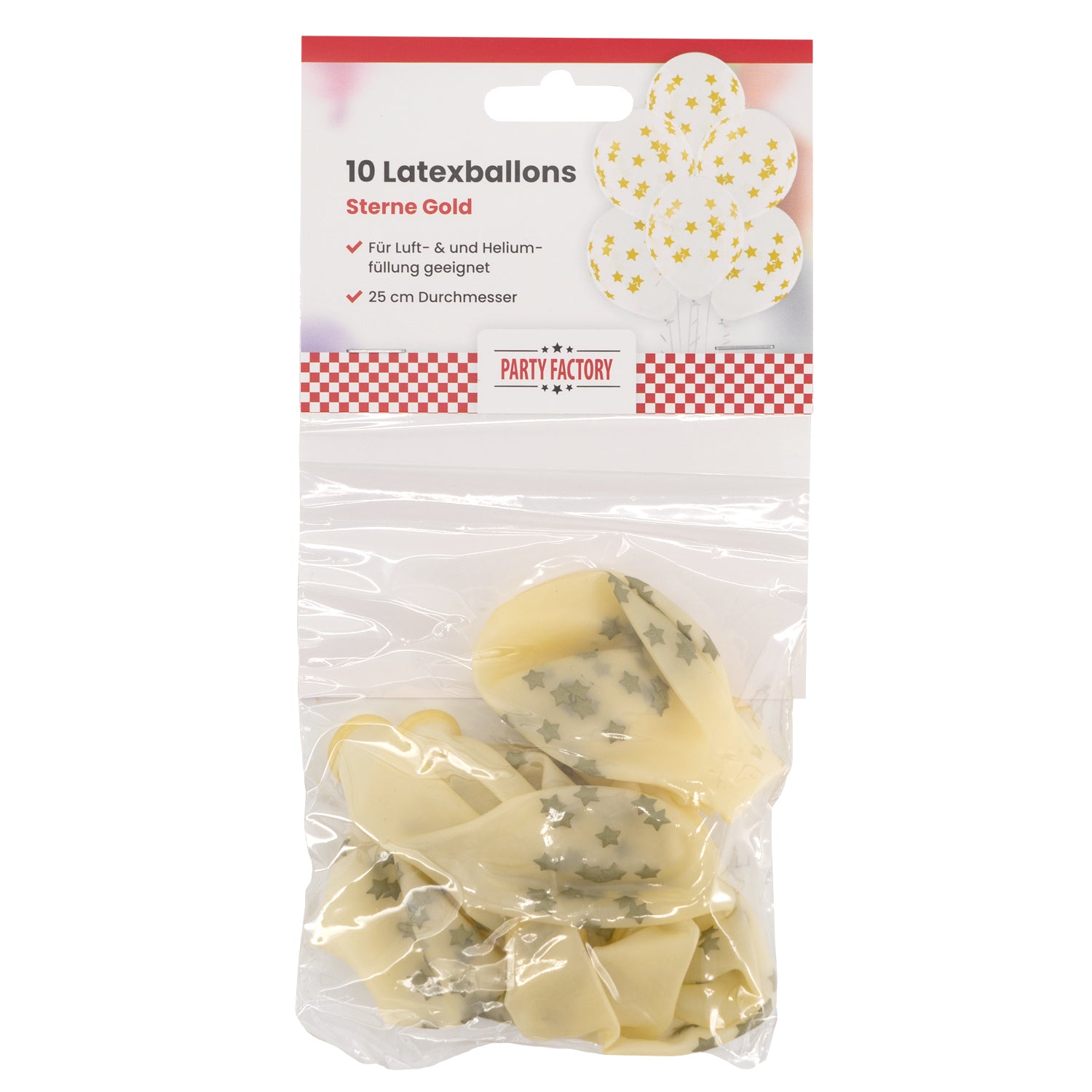 Latex Balloons, Pack of 10, Gold Stars 2