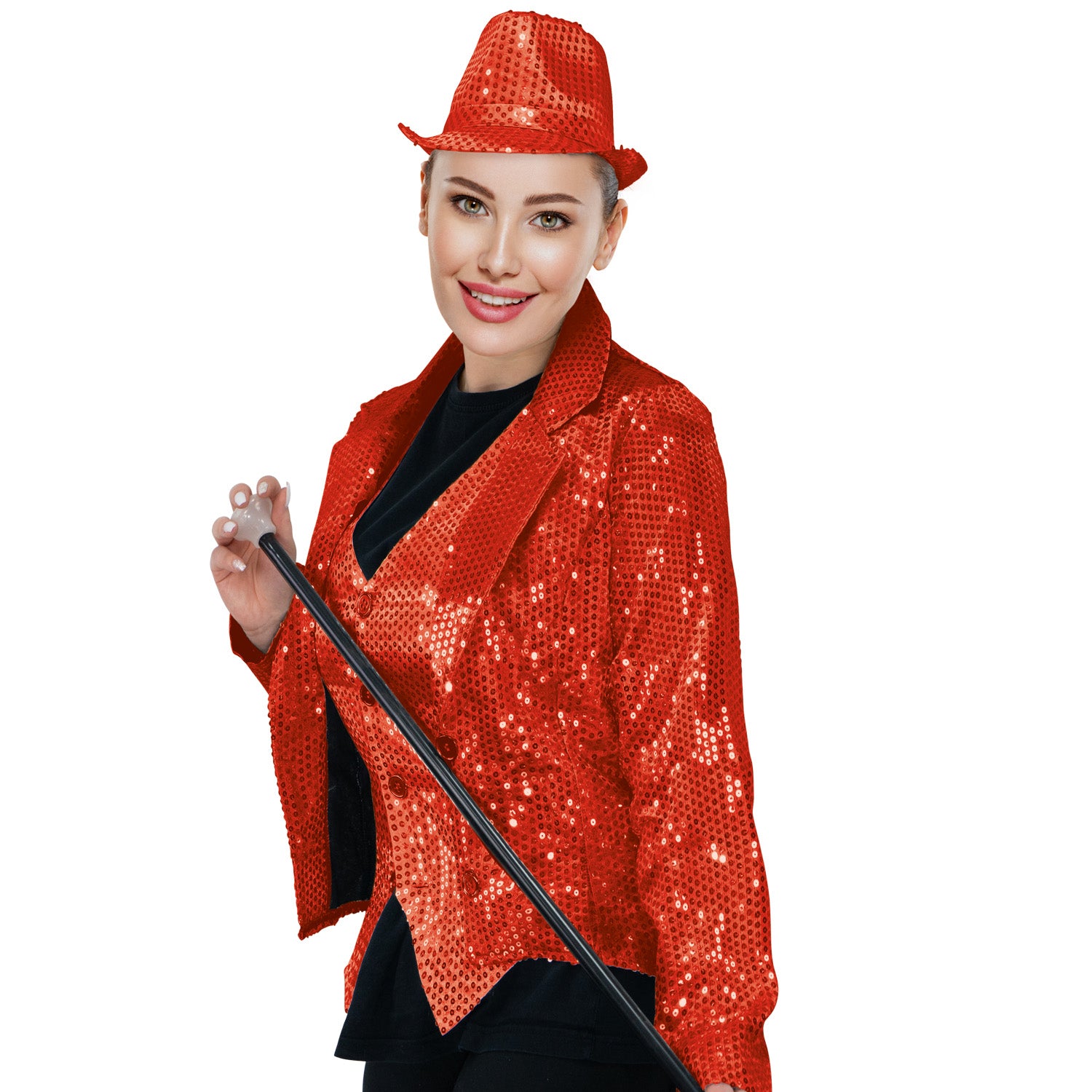 Pailletten Frack Damen - Rot 2
