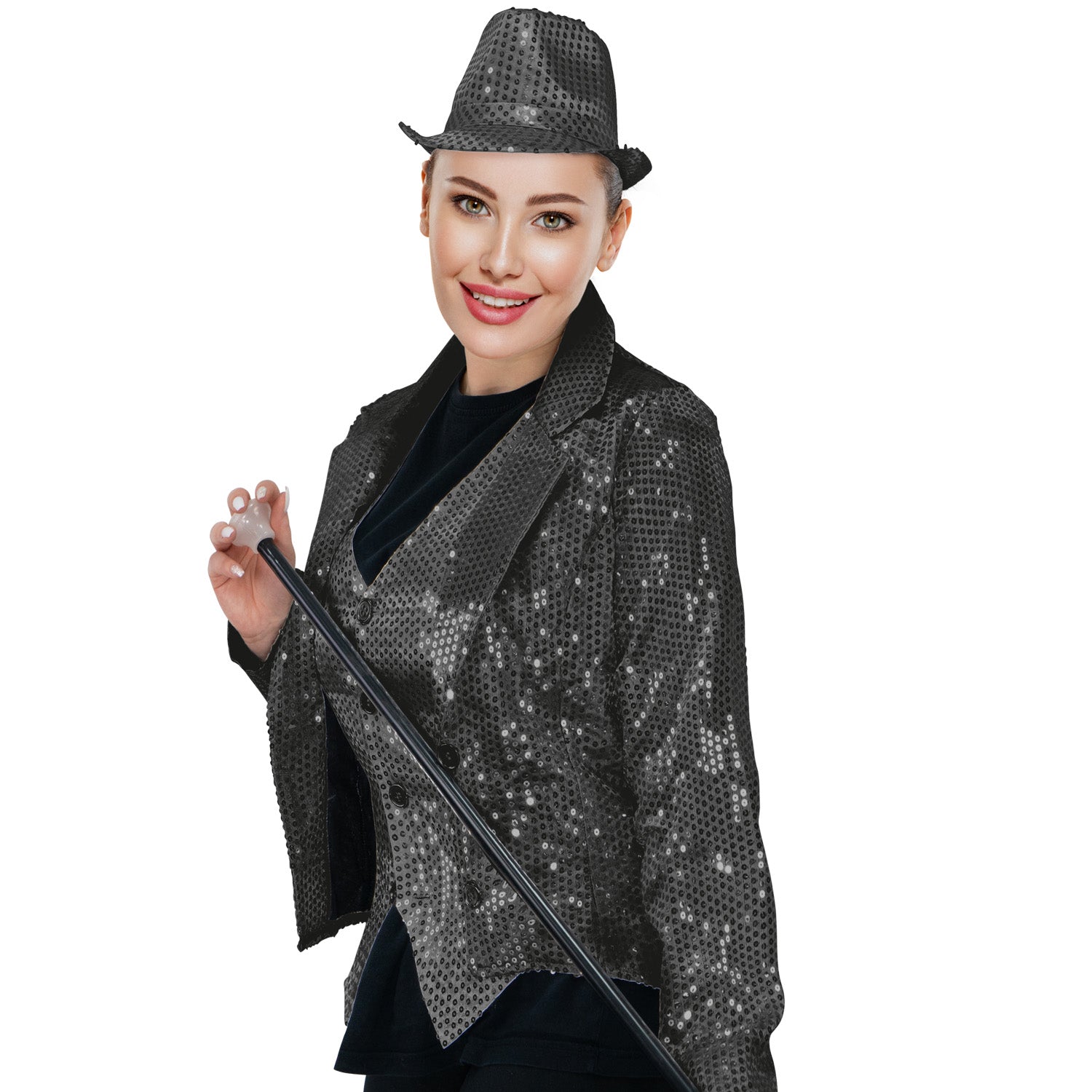 Pailletten Frack Damen - Schwarz 5
