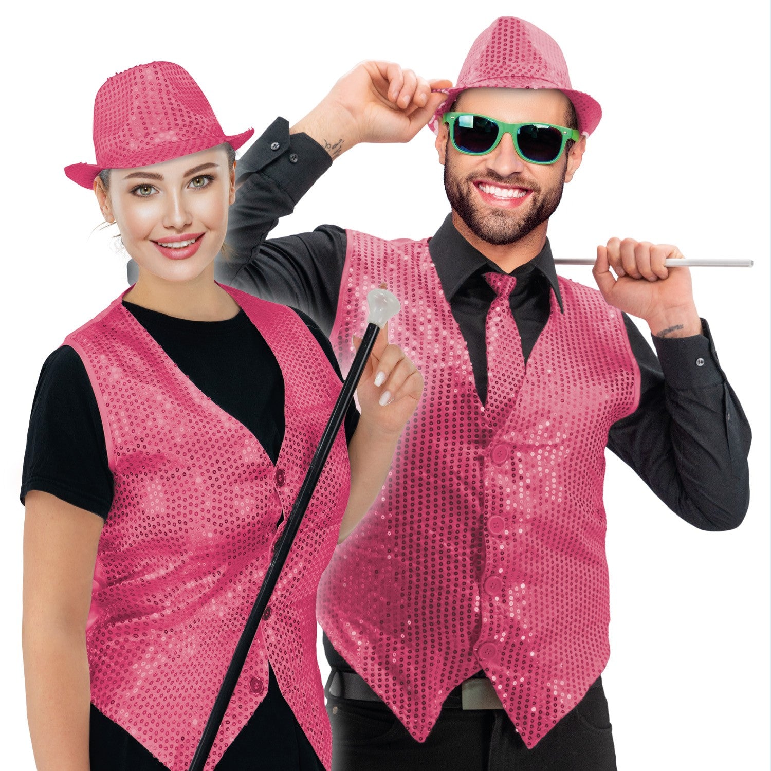 Pailletten Weste unisex - Pink 5