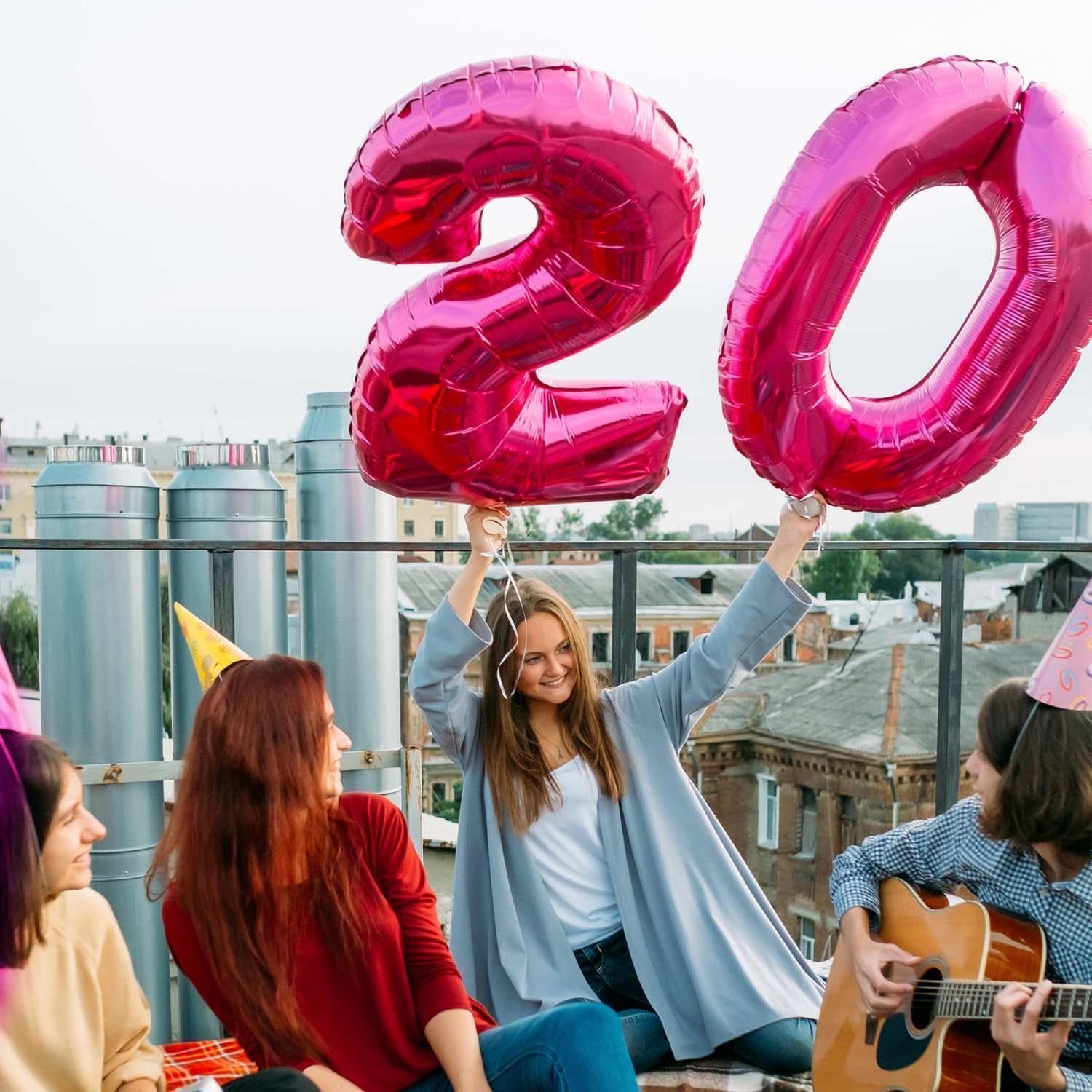 Foil balloons, number balloon, pink, 100 cm, numbers 0 to 9, glossy 5