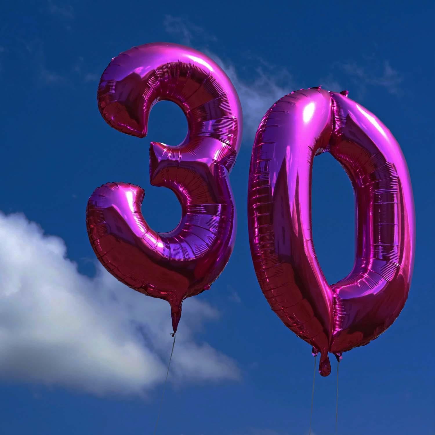 Foil balloons, number balloon, pink, 100 cm, numbers 0 to 9, glossy 4