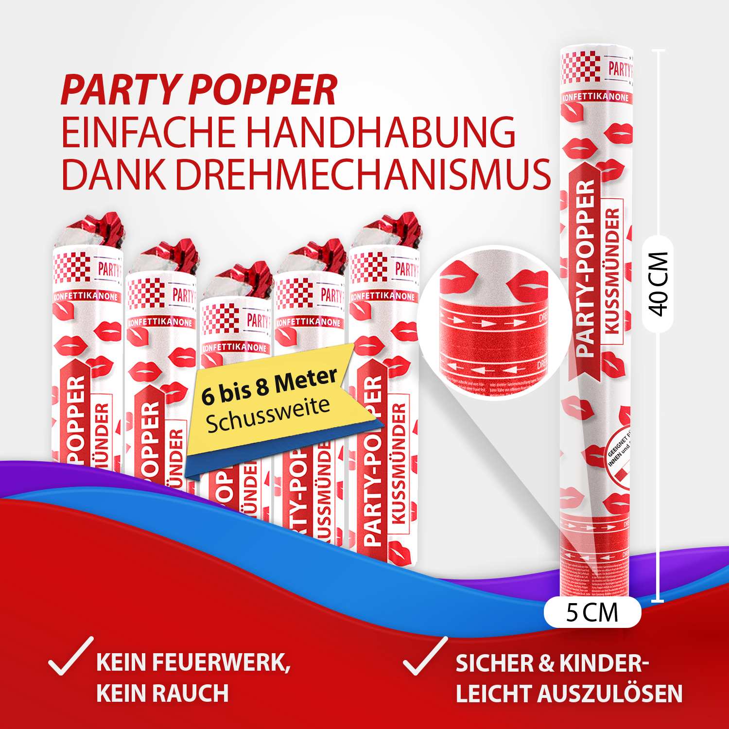 Party Popper 40cm Kissing Lips 4