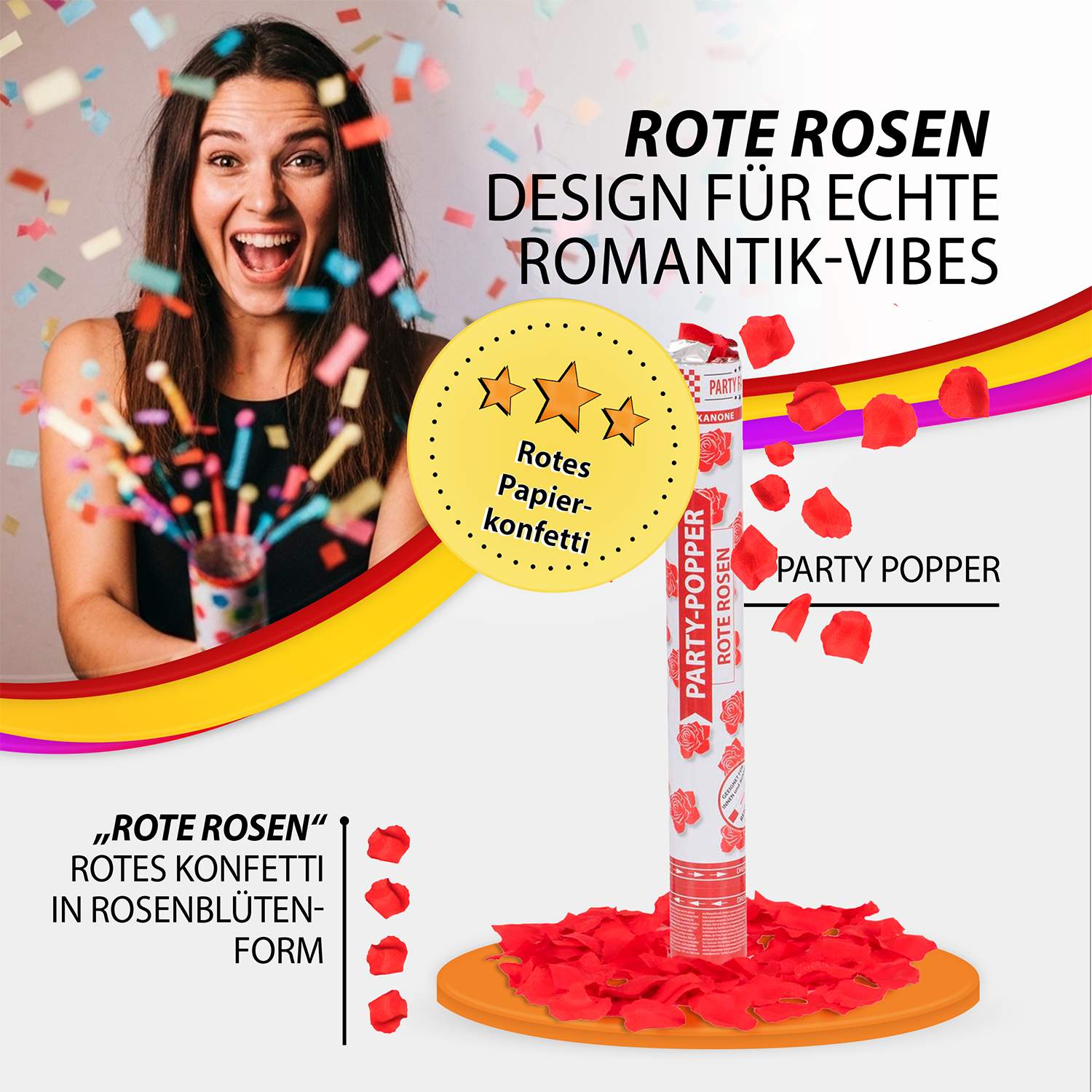 Party Popper 40cm Red Roses 3
