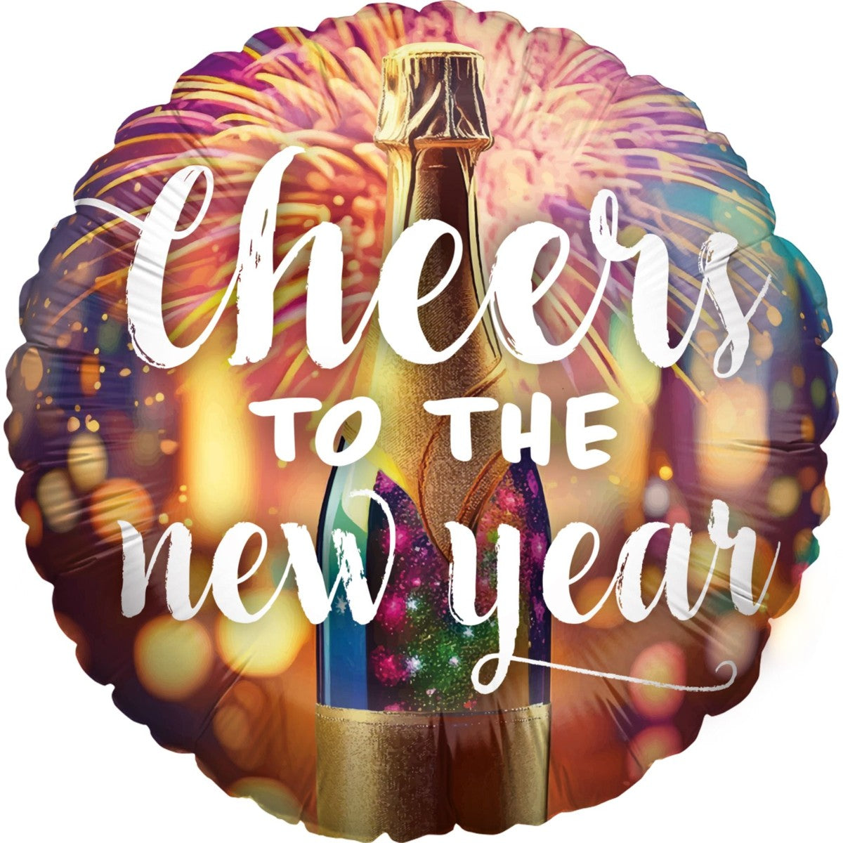 Foil Balloon Happy New Year Champagne Glass Round 45cm