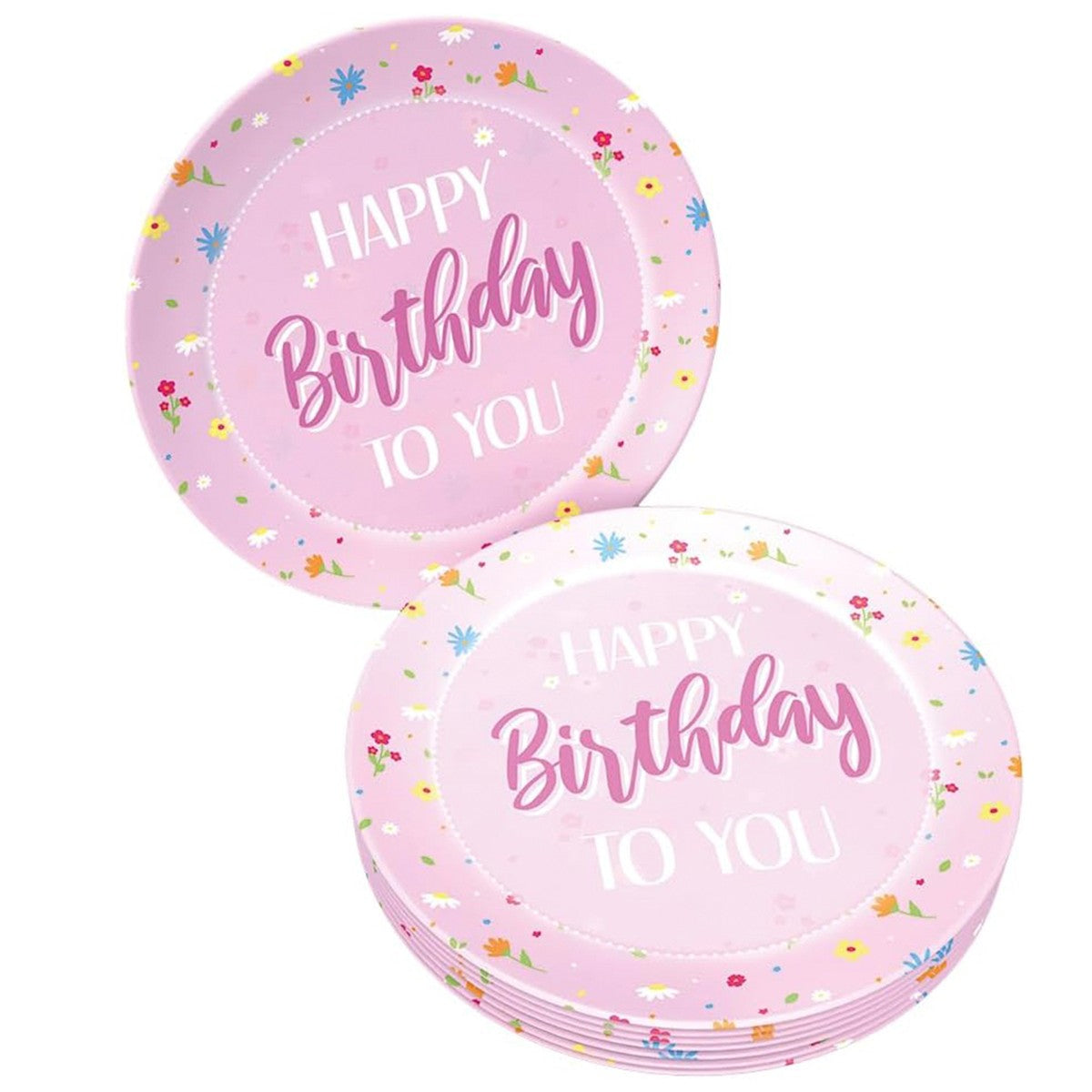 Happy Birthday Rosa Plates 8-pack Ø 23 cm delicate decoration for the birthday