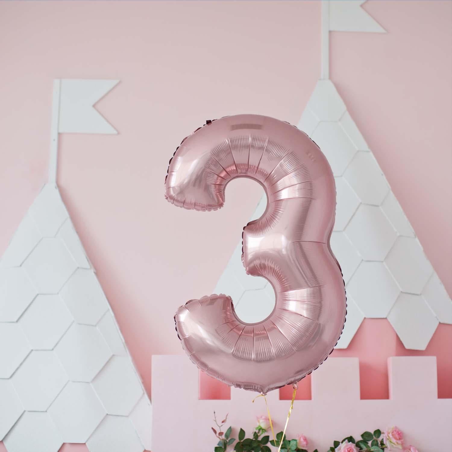 Foil balloons, number balloon, rose gold, 100 cm, numbers 0 to 9, glossy 4