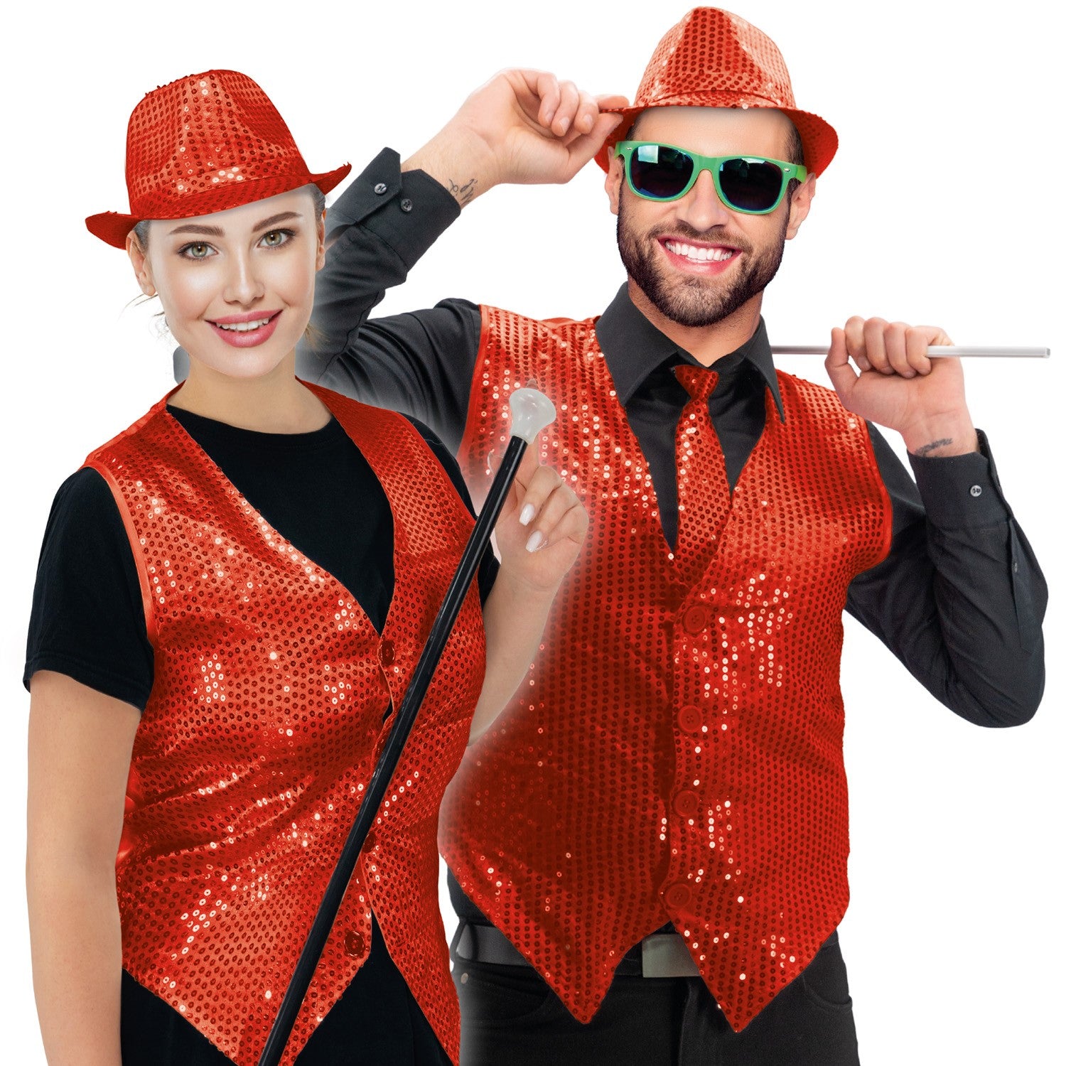 Sequin Vest unisex - Red 4