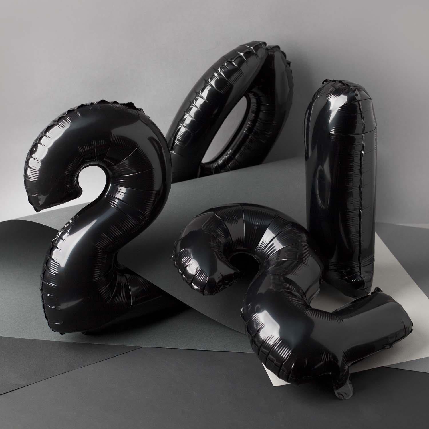 Foil balloons, number balloon, black, 100 cm, numbers 0 to 9, glossy 4