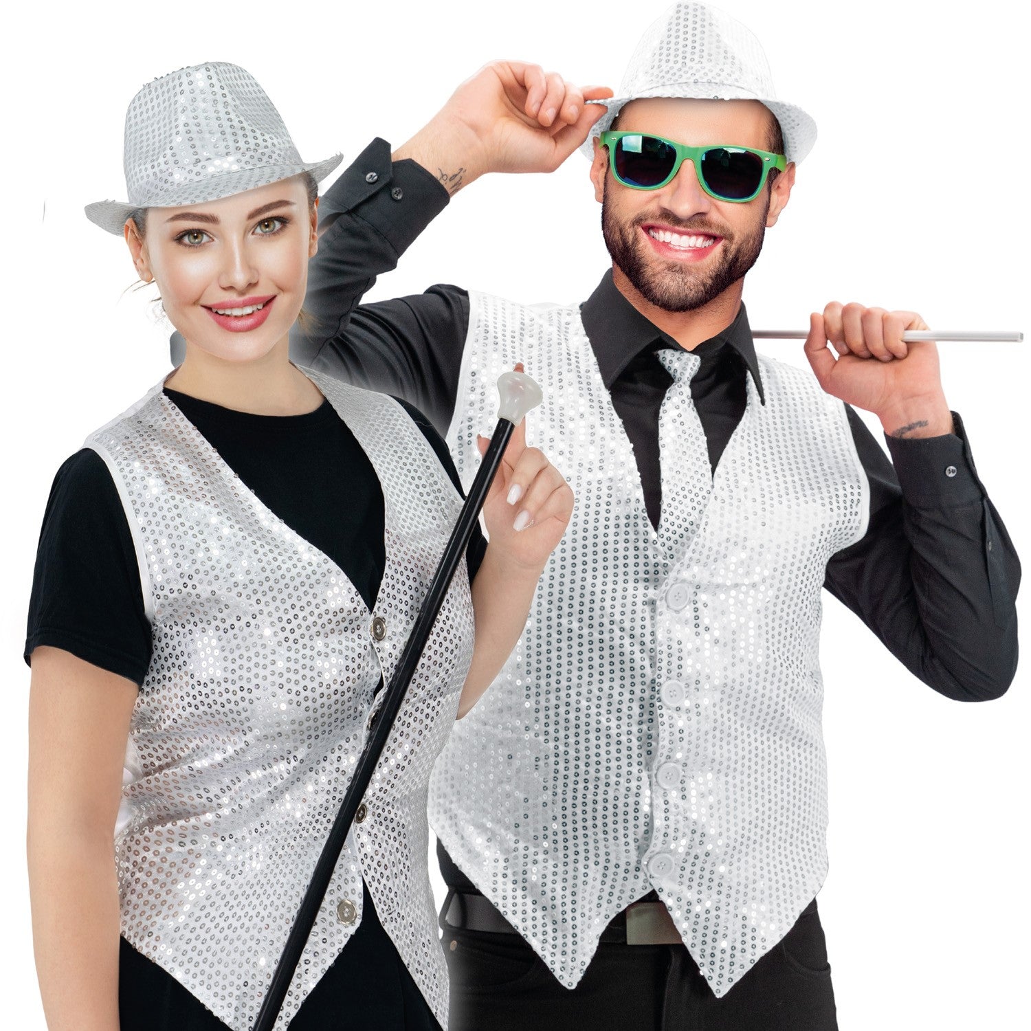 Pailletten Weste unisex - Silber 5