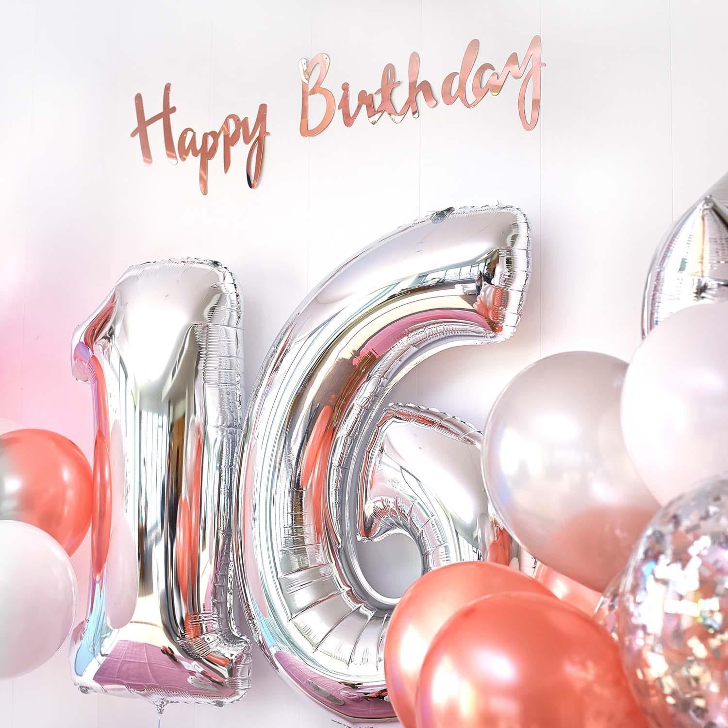 Foil balloons, number balloon in silver, 100 cm, numbers 0 to 9, shiny 5