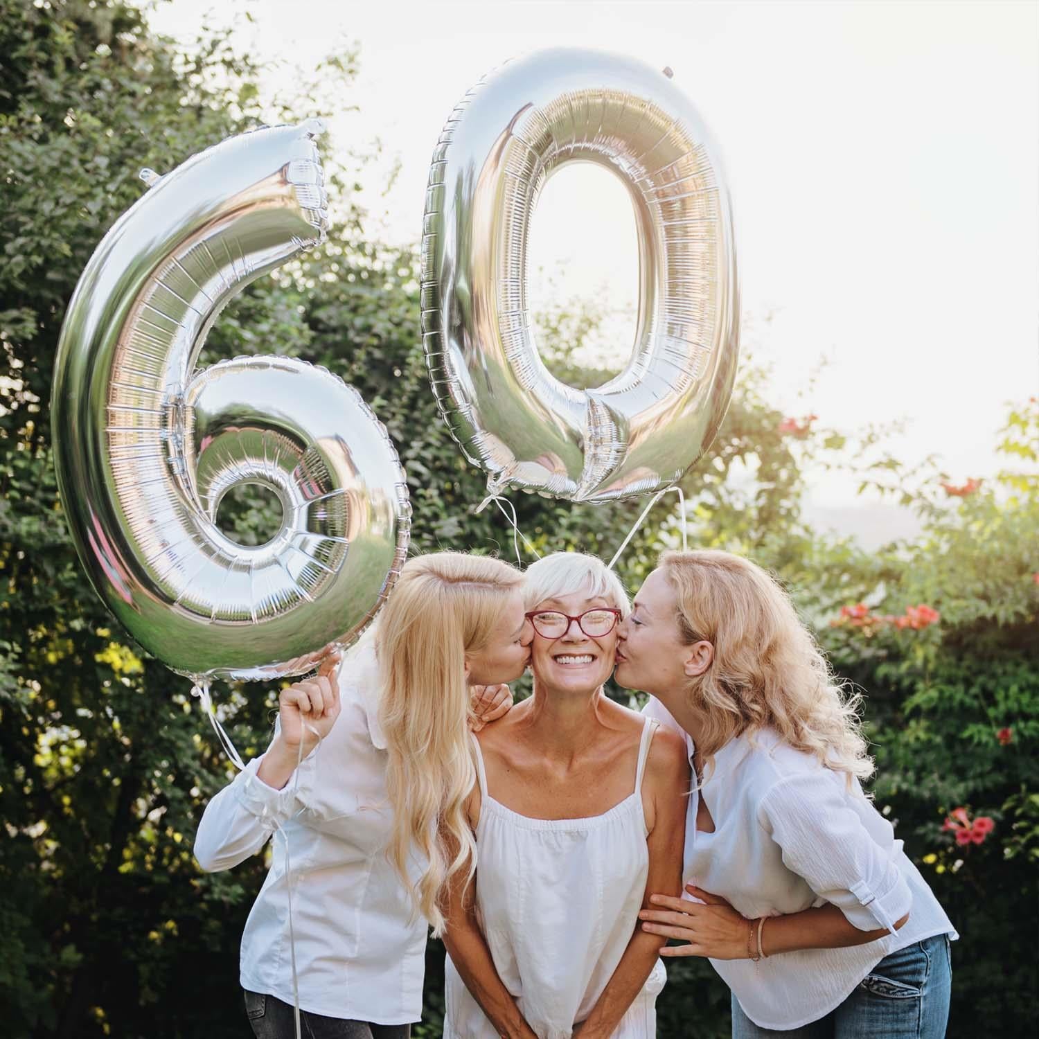 Foil balloons, number balloon in silver, 100 cm, numbers 0 to 9, shiny 6