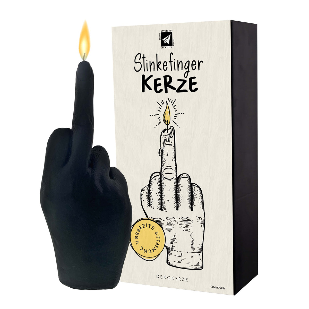 Stinkefinger Kerze 20 cm schwarz tolle Geschenkidee für Freunde 2