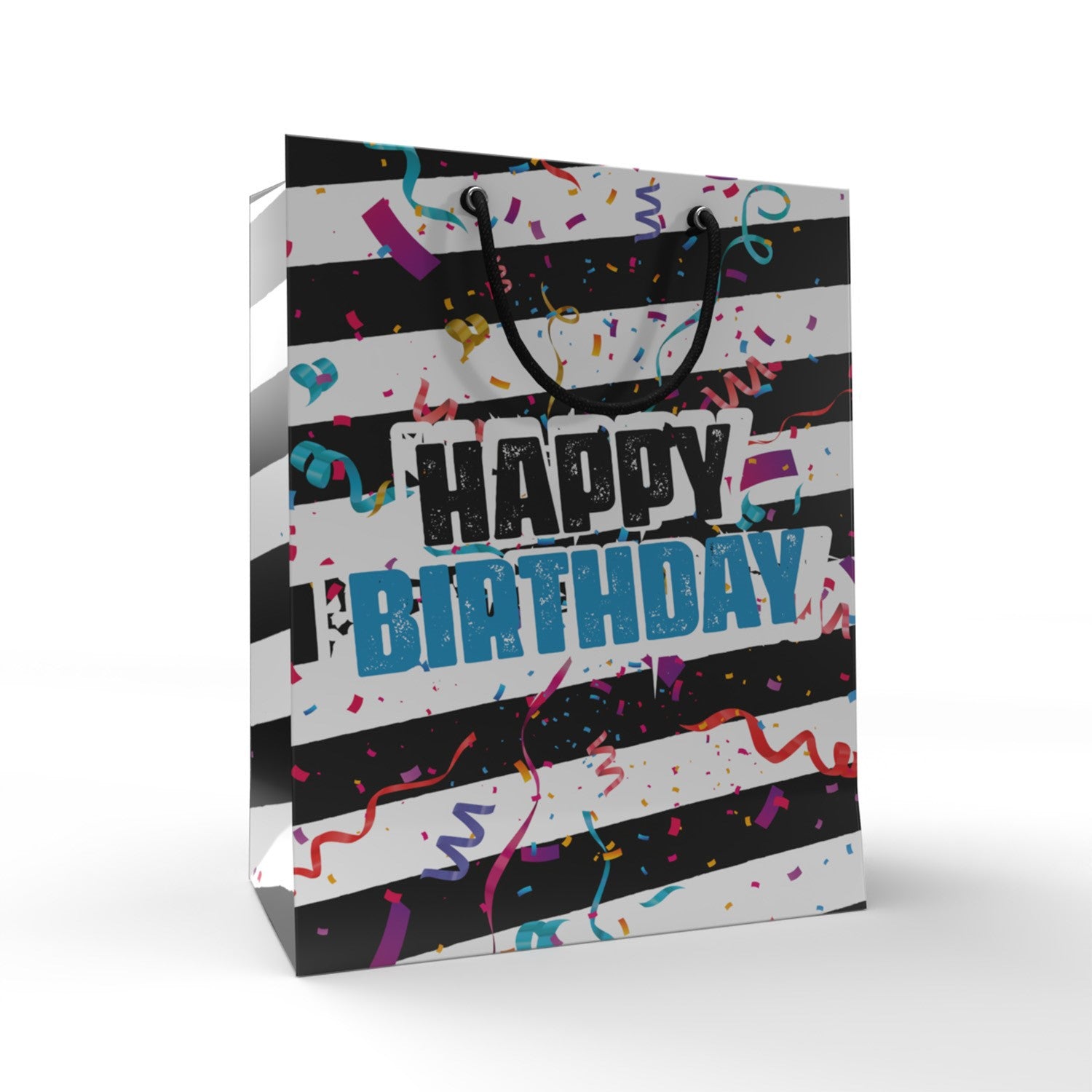 12 Geschenktüten Happy Birthday Schwarz/Weiß 1