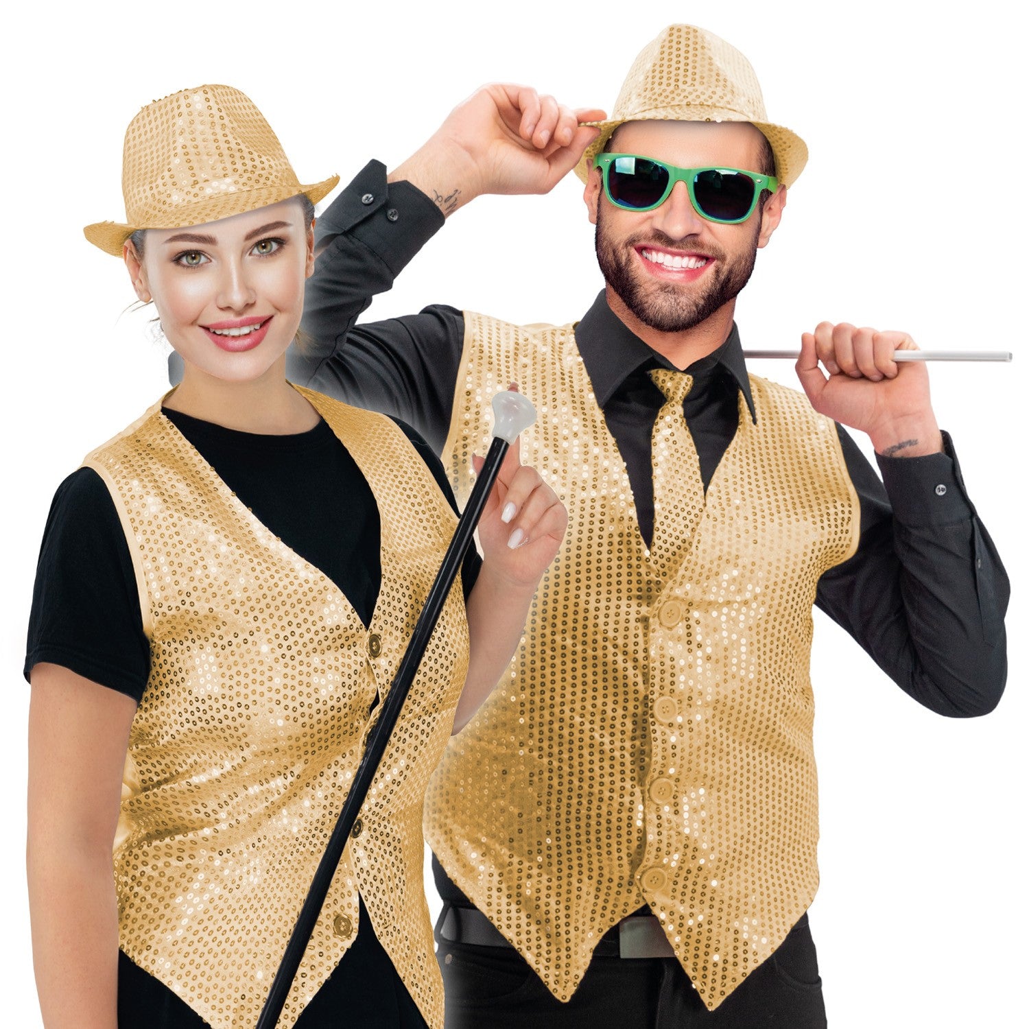Sequin Vest Unisex - Gold 6
