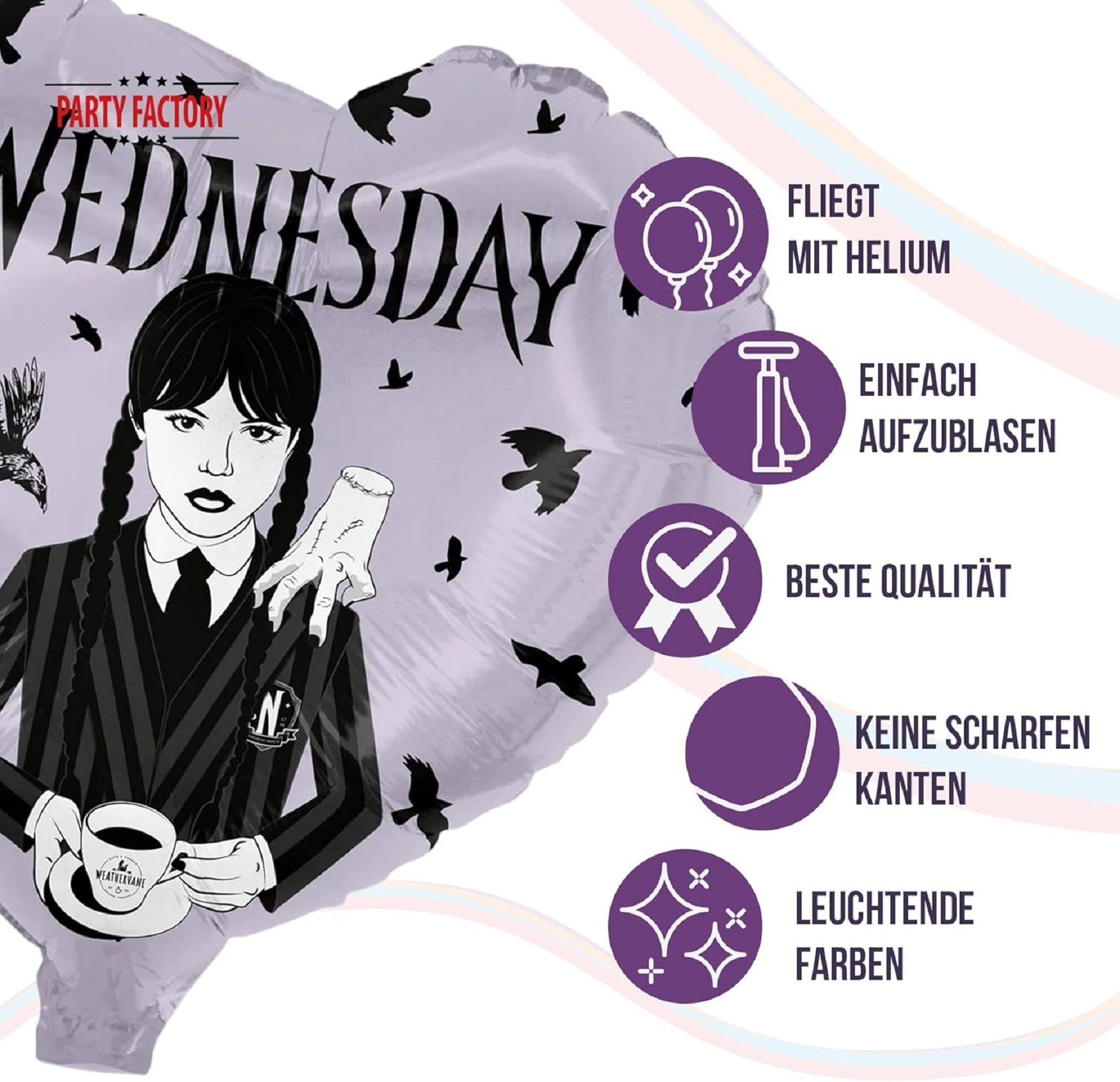 Wednesday Folienballon Herz ø45 cm Wednesday 12