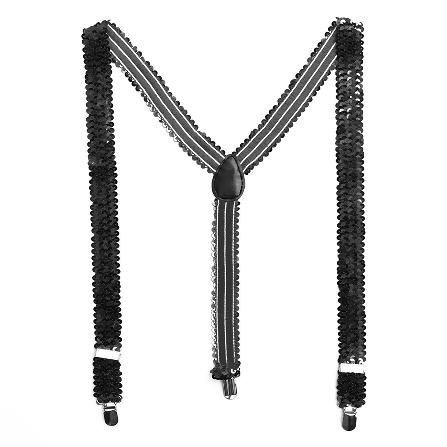 Sequin Suspenders for Women and Men in Y-Shape, slim, neon, or colorful clips 8