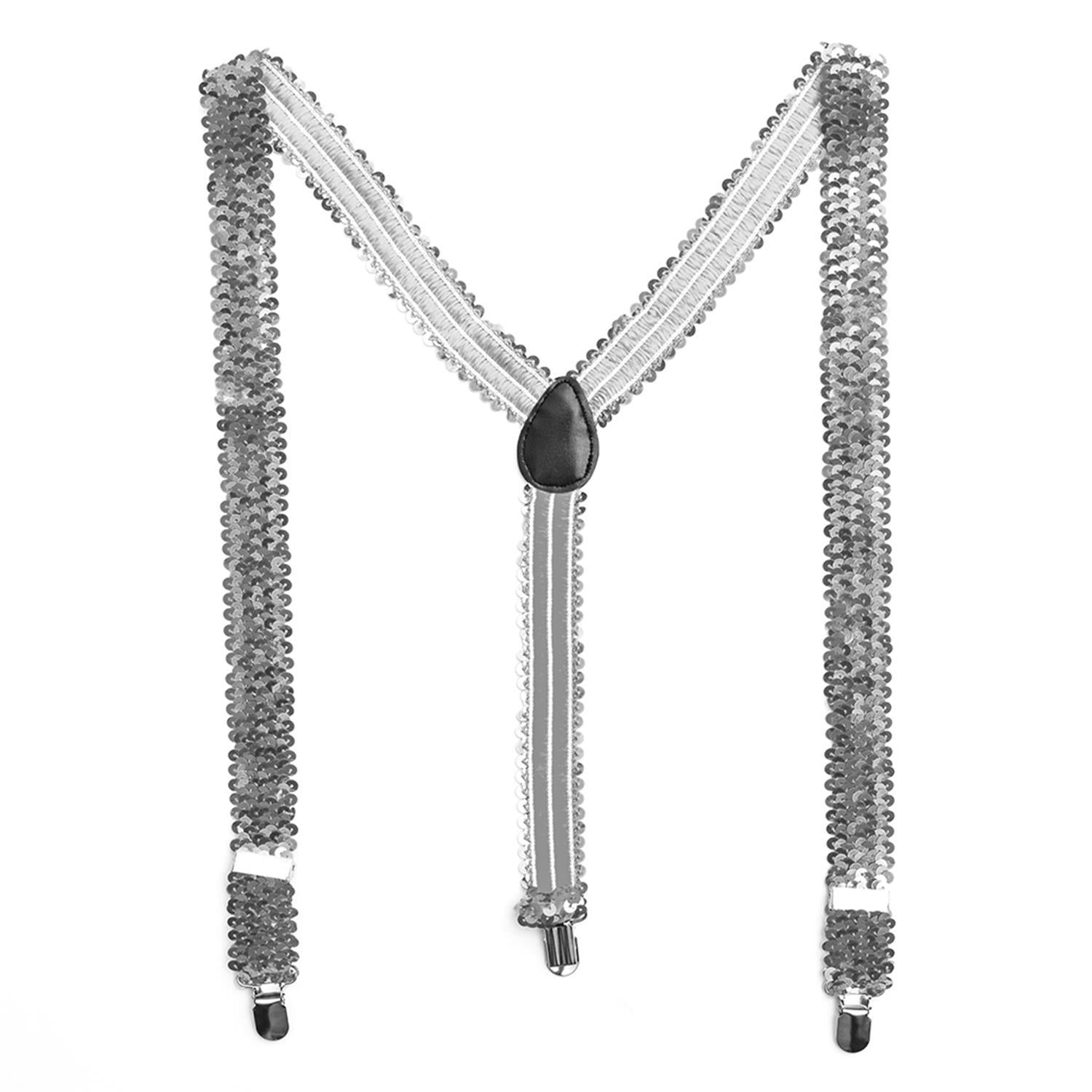 Sequin Suspenders for Women and Men in Y-Shape, slim, neon, or colorful clips 7