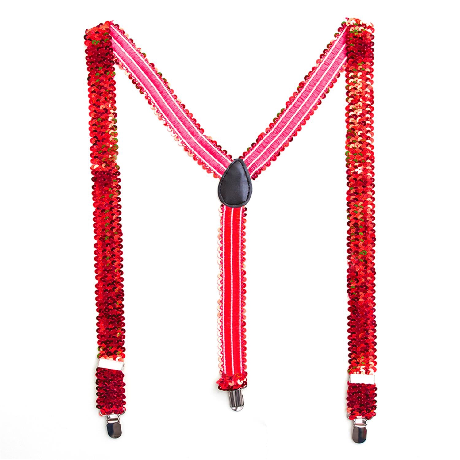 Sequin Suspenders for Women and Men in Y-Shape, slim, neon, or colorful clips 5
