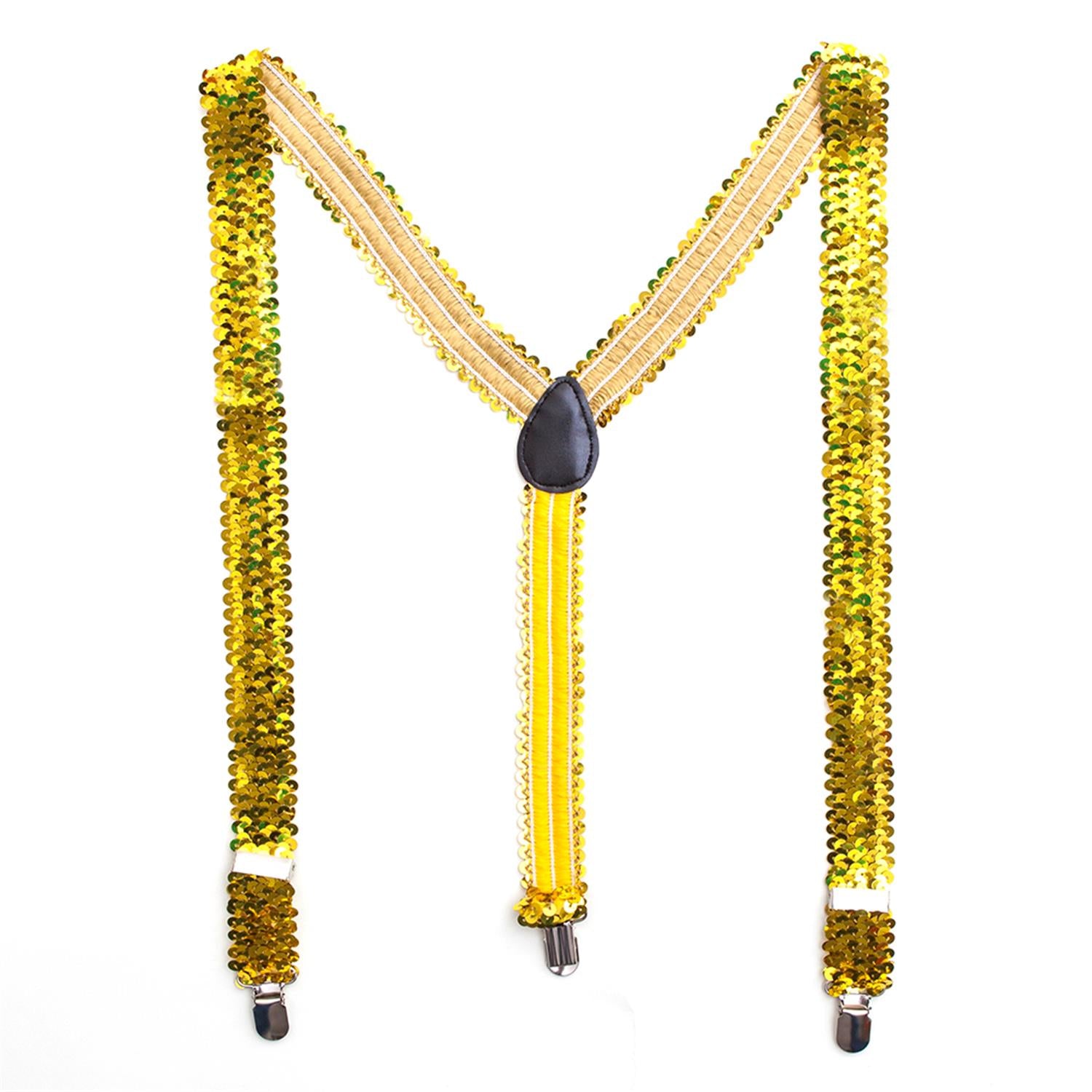 Sequin Suspenders for Women and Men in Y-Shape, slim, neon, or colorful clips 10