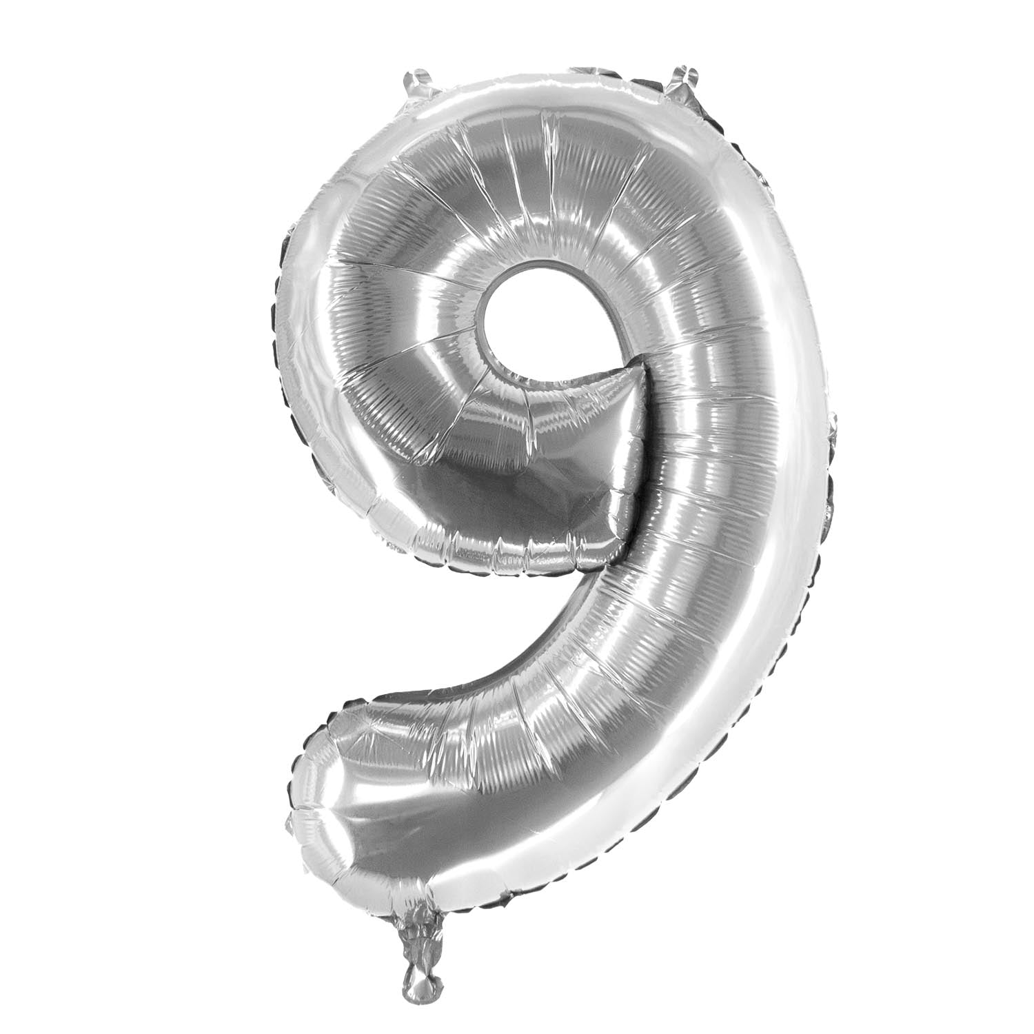 Foil balloons, number balloon in silver, 100 cm, numbers 0 to 9, shiny 15