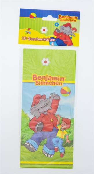 Benjamin Blümchen Party-Tüte Papier inkl. Sticker, 10 Stk.