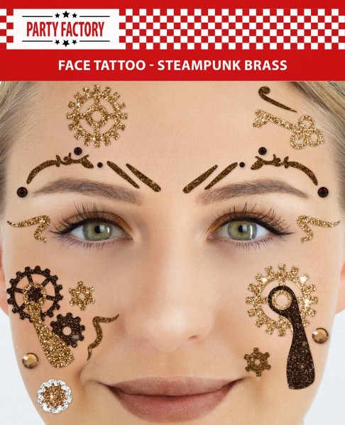 Glitter Face Tattoo - Steampunk Brass