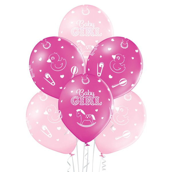 Rosa Latexballons "Baby Girl", 25 Stück