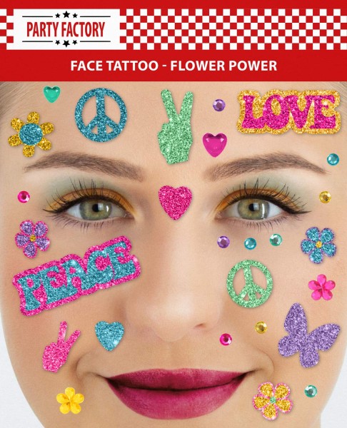 Glitter Face Tattoo - Flower Power