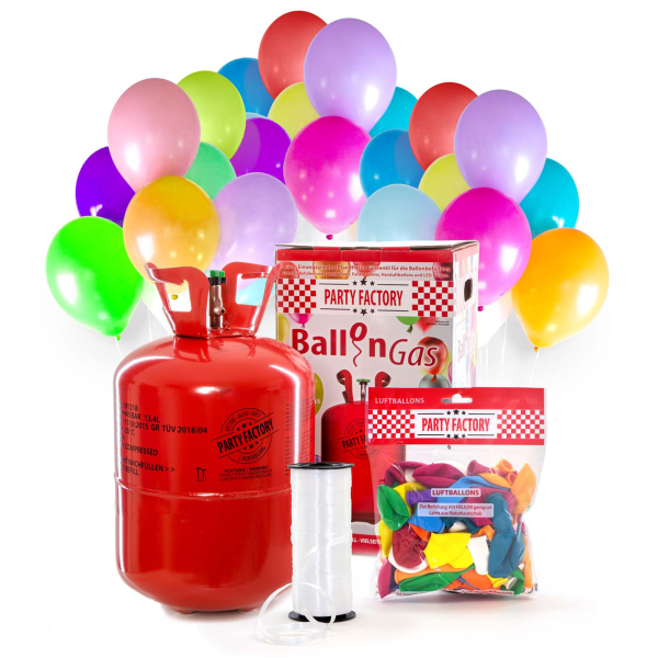 Ballongas Helium im Set mit 50 Luftballons, 400l