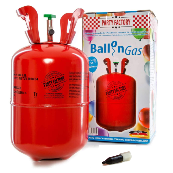 Ballongas Helium für bis zu 30 Luftballons, 0,2m³ Einwegflasche