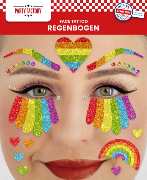 Regenbogen - Glitter Face Tattoo