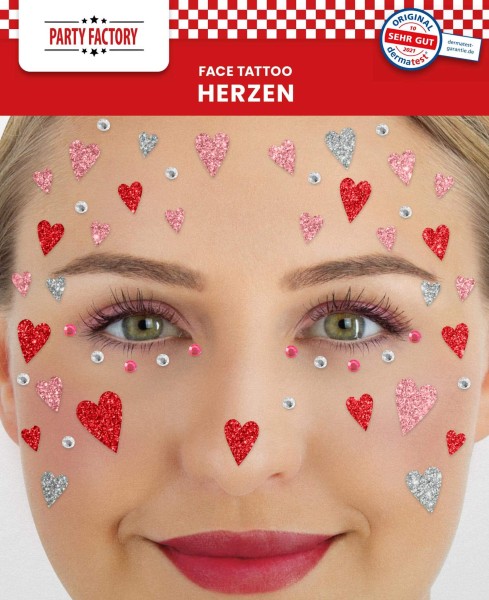 Herzen - Glitter Face Tattoo