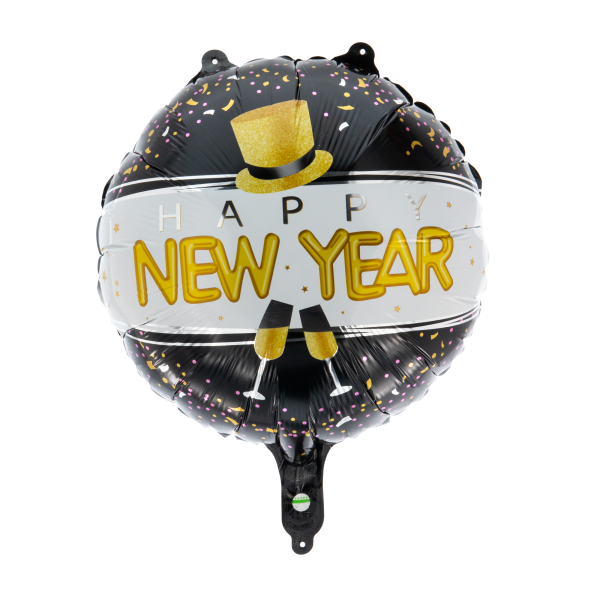 Folienballon Rund Happy New Year 45cm