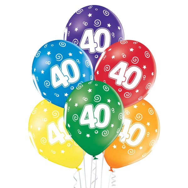 Bunter Latexballon-Mix "40. Geburtstag", 25er Pack