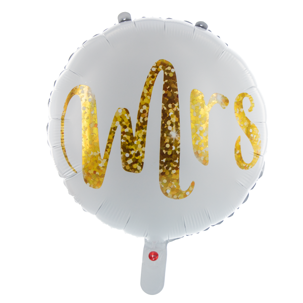Folienballon Rund Gold Mrs 45cm