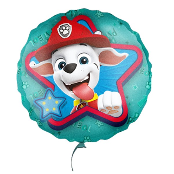 Party Factory Paw Patrol Folienballon Marshall, bunt, Ø45cm, runder Heliumballon zum Kindergeburtsta