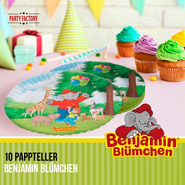 Papp-Teller "Benjamin Blümchen", 23 cm, 10 Stück